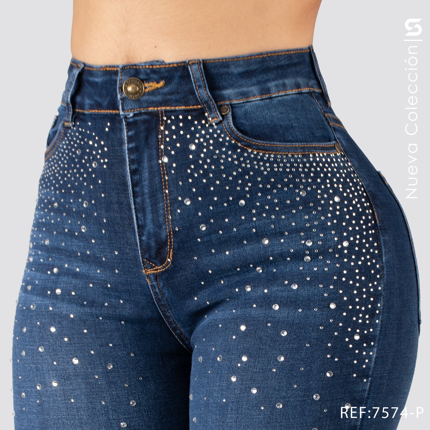 Jeans Mom Bota Ancha Alto S7574-P