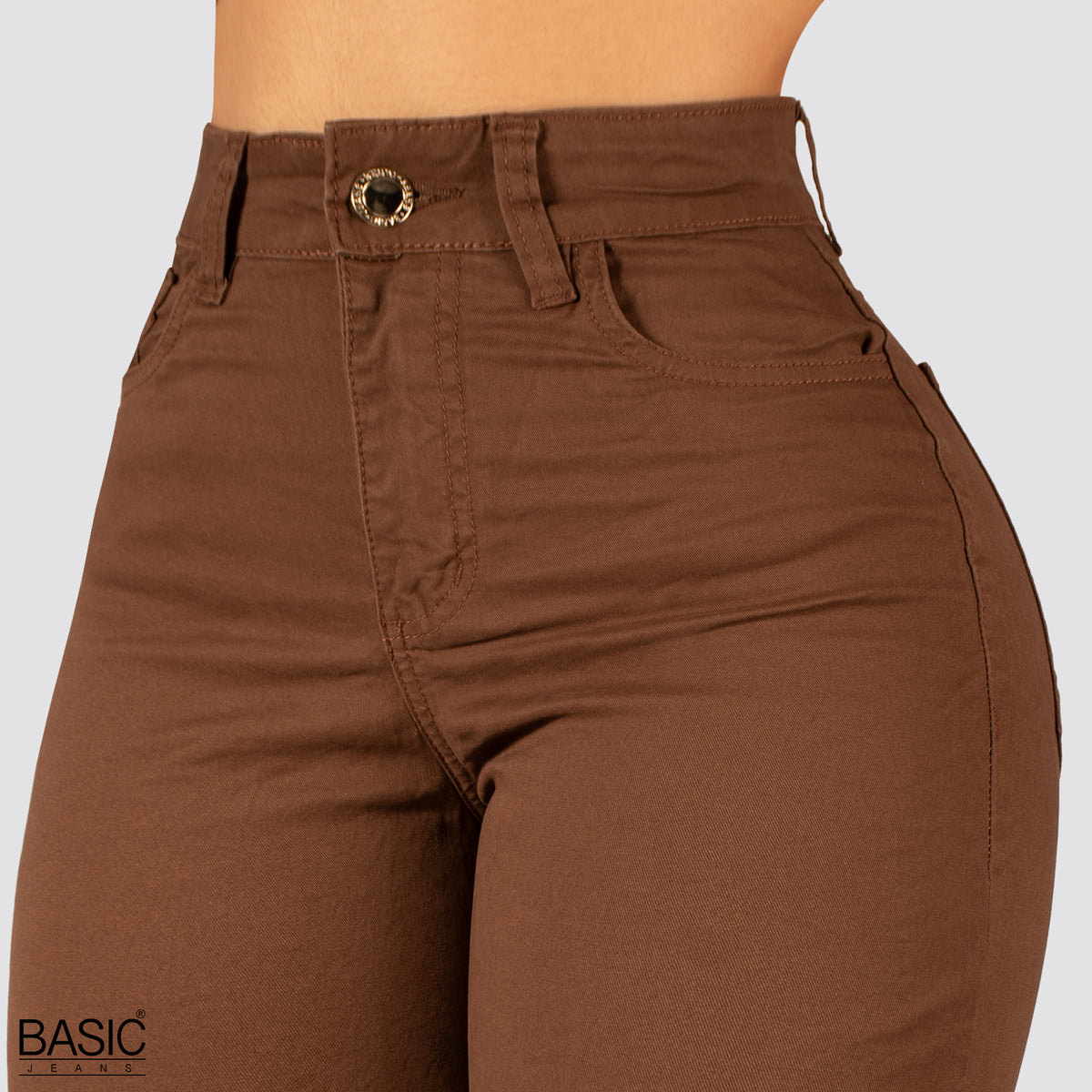 Pantalón Mom Flare Tiro Alto Marron