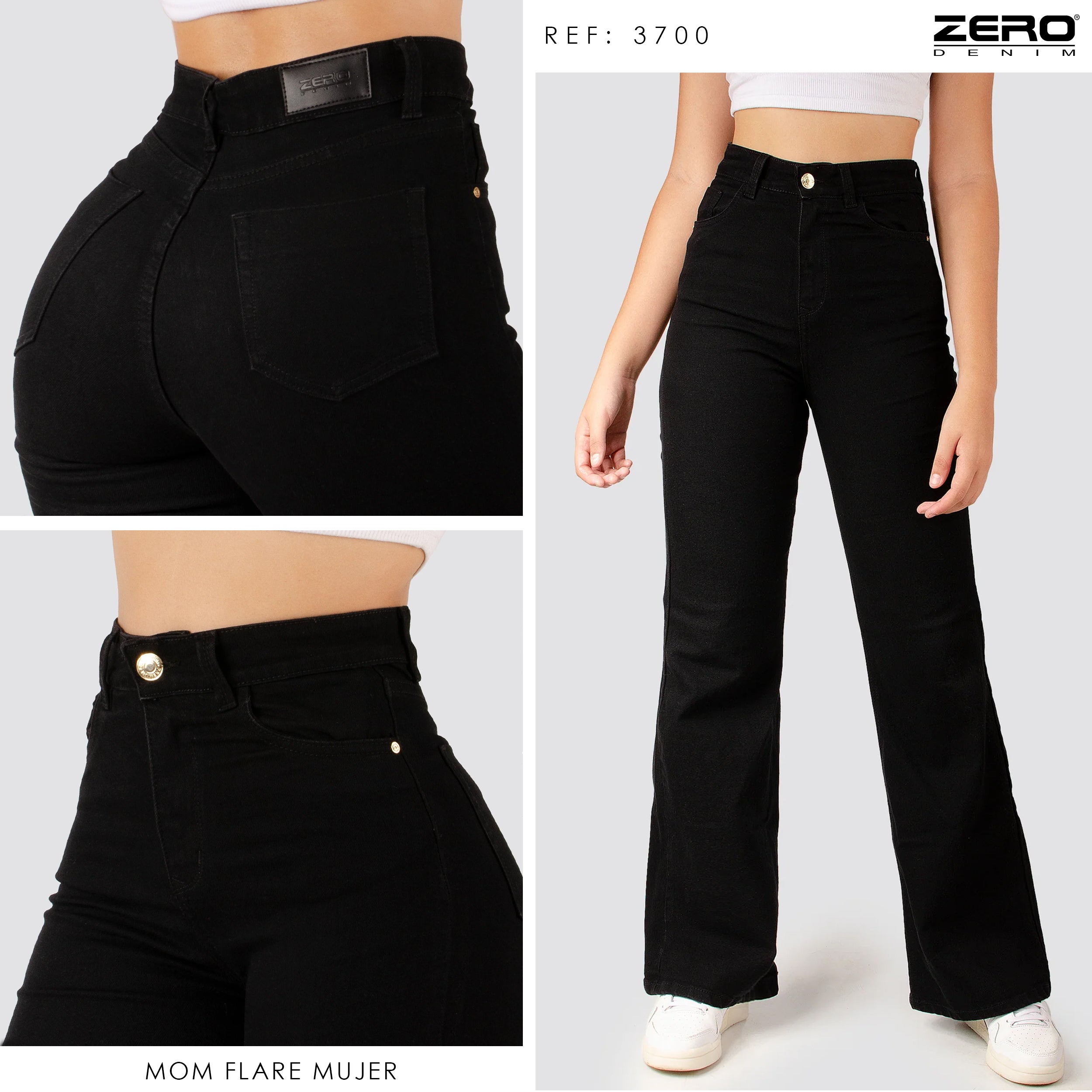 Jeans Mom Bota Ancha Tiro Alto 3700
