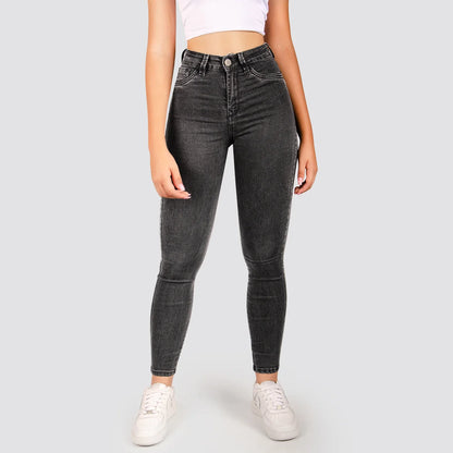 Jeans Skinny Tiro Alto Basic Gris