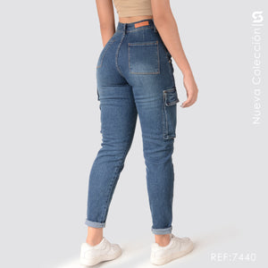 Mom Jeans Cargo Tiro Alto S7440