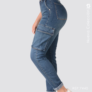 Mom Jeans Cargo Tiro Alto S7440