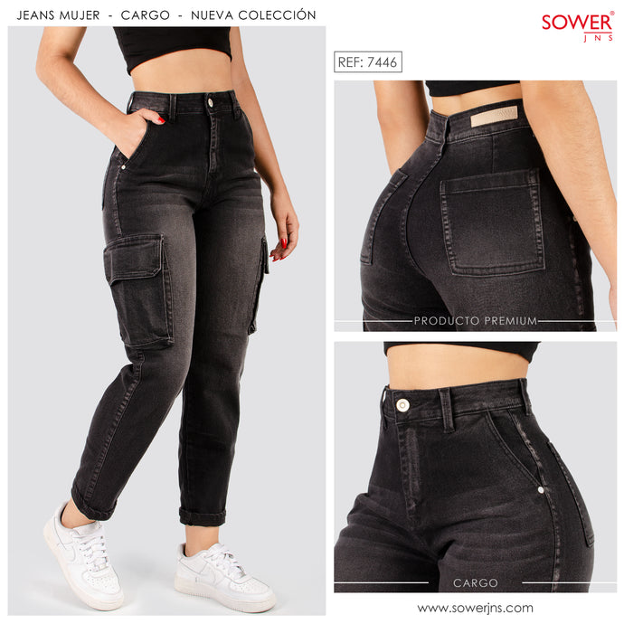 Mom Jeans Cargo Tiro Alto S7446