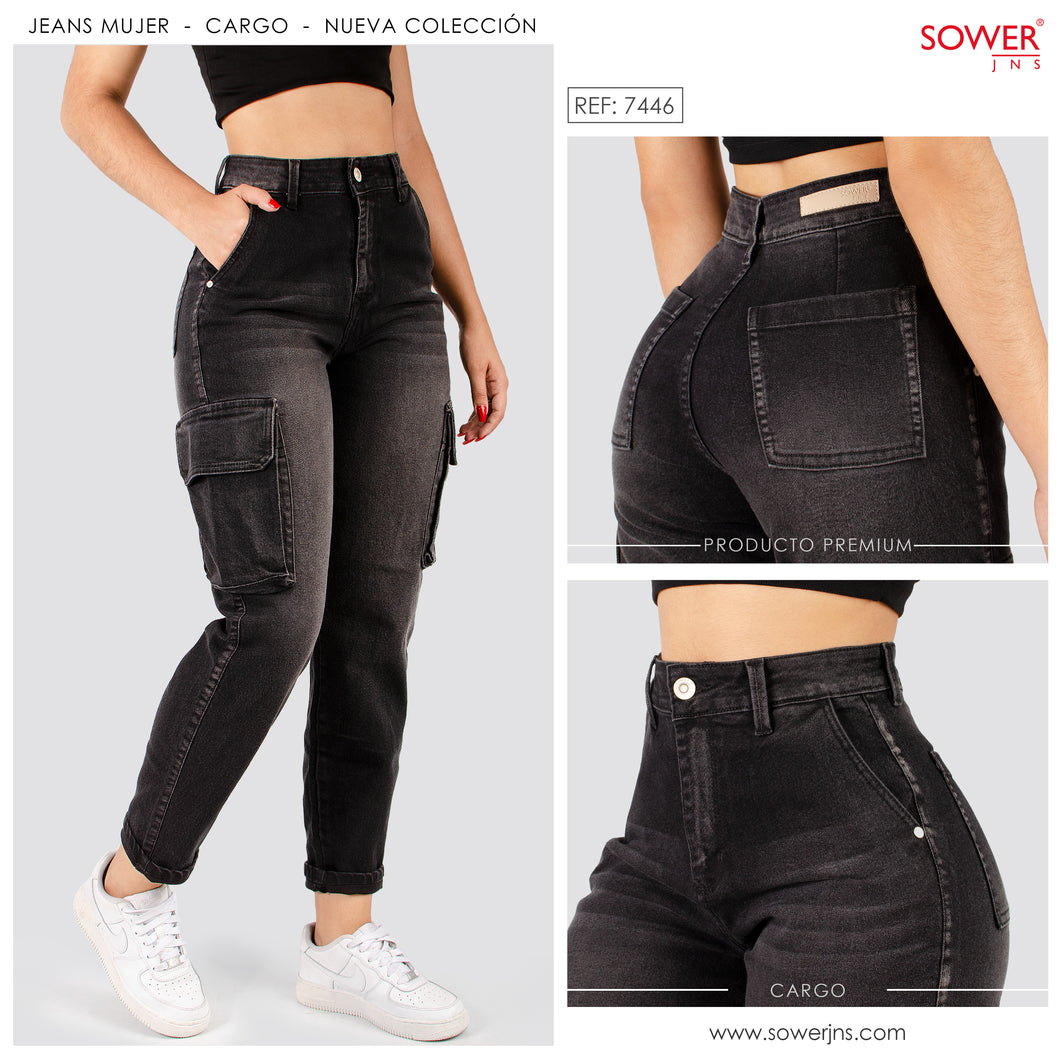 Mom Jeans Cargo Tiro Alto S7446