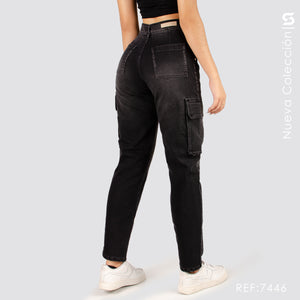 Mom Jeans Cargo Tiro Alto S7446