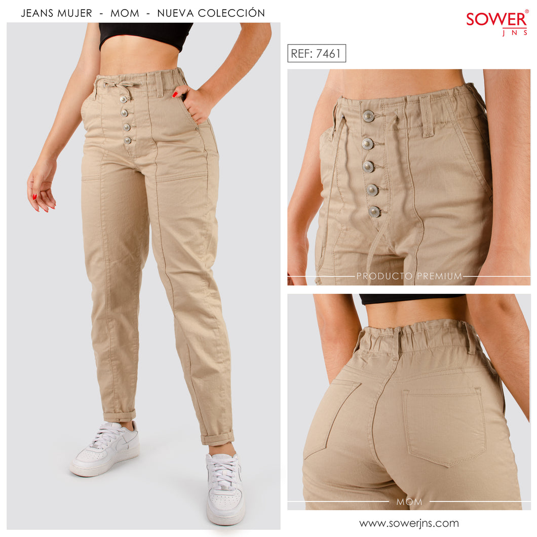 Mom Jeans Kaki Tiro Alto S7461