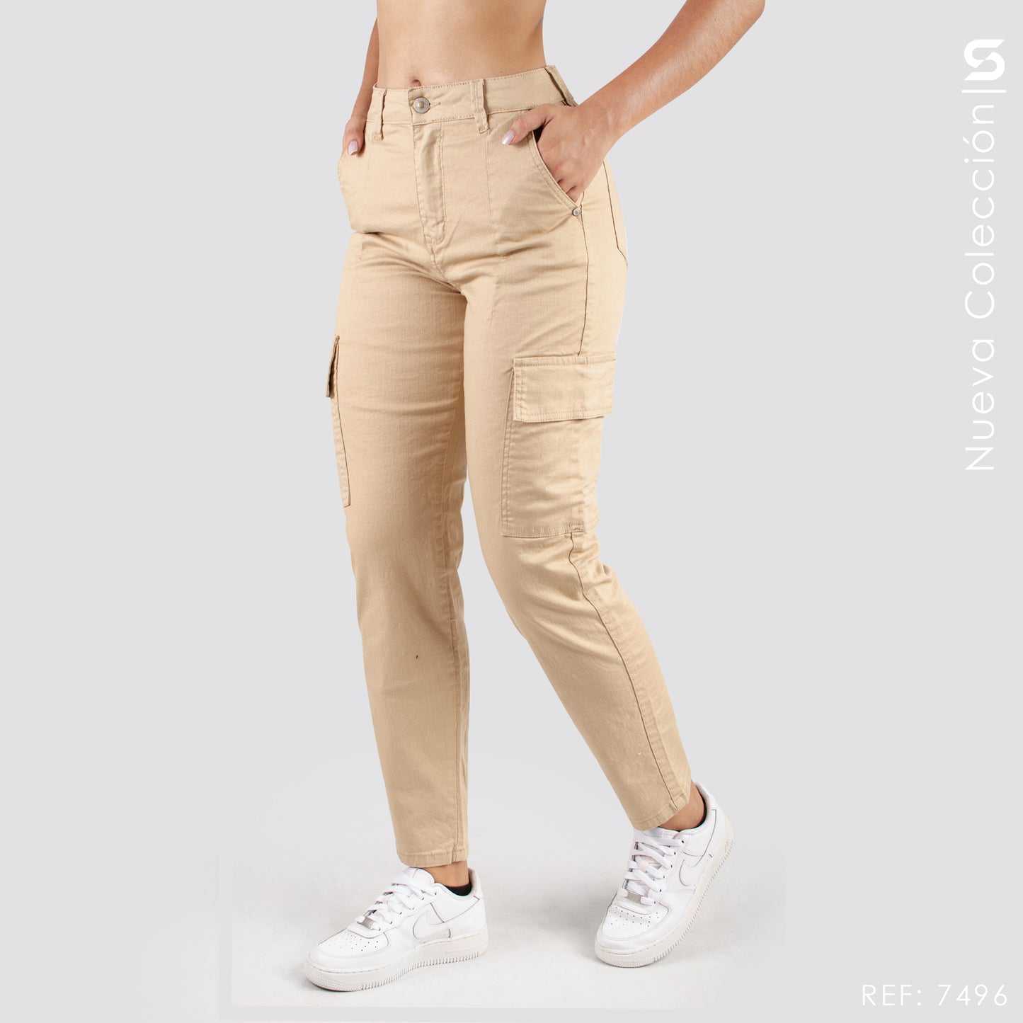 Pantalón Mom Jeans Cargo Tiro Alto S7496