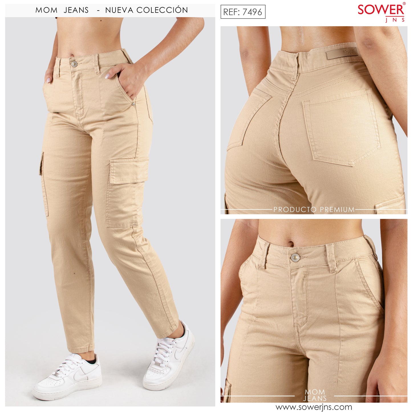 Pantalón Mom Jeans Cargo Tiro Alto S7496