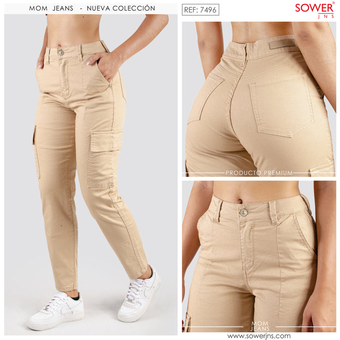 Pantalón Mom Fit Cargo Tiro Alto S7496