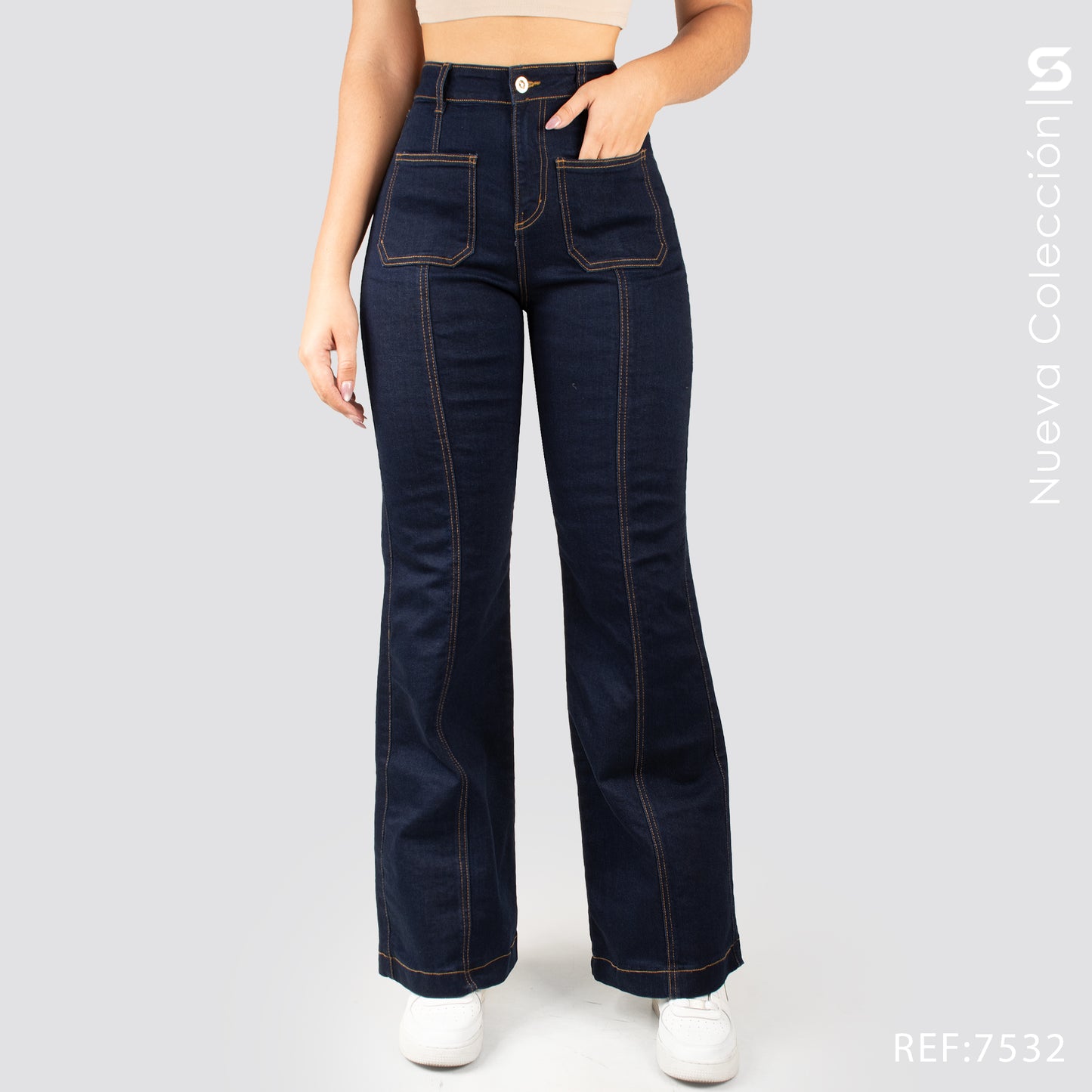 Jeans Mom Flare Tiro Alto S7532