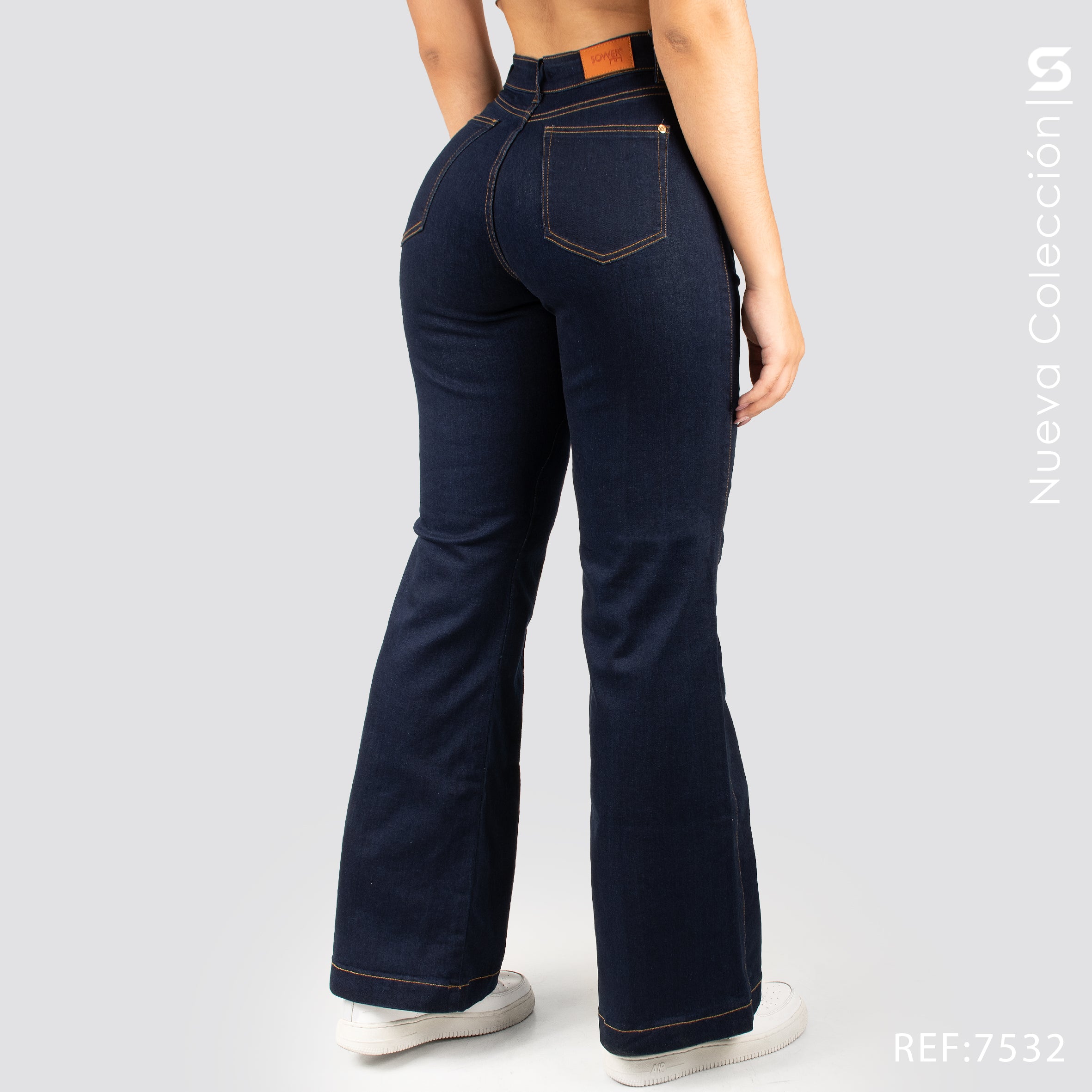 Jeans Mom Bota Ancha Alto S7532