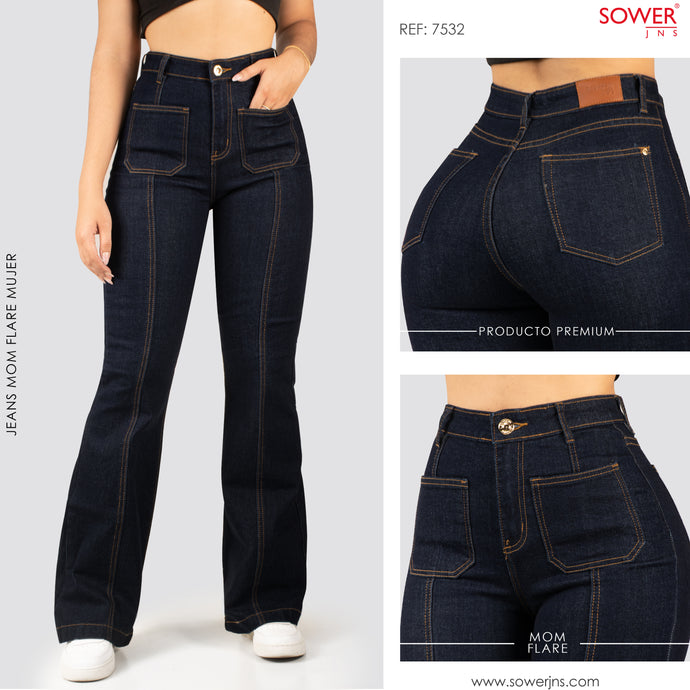 Jeans Mom Flare Tiro Alto S7532