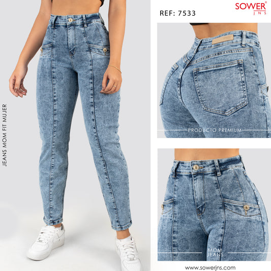Jeans Mom Fit Tiro Alto S7533