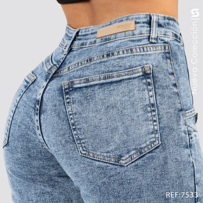 Jeans Mom Fit Tiro Alto S7533
