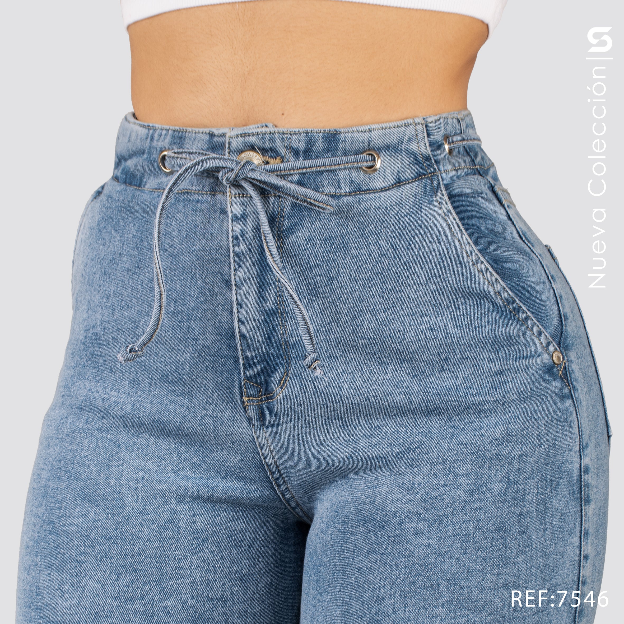 Jeans Mom Fit Tiro Alto S7546