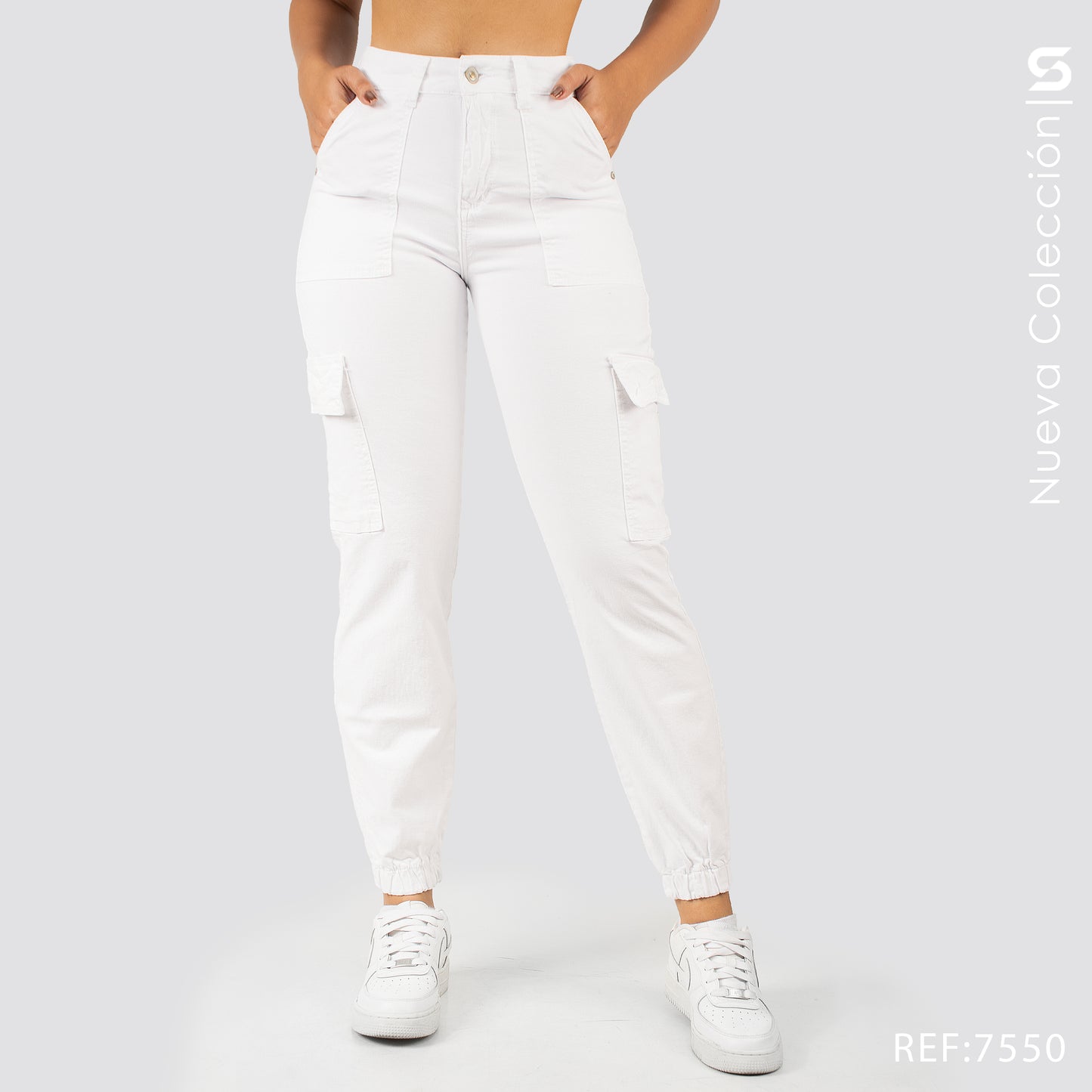 Jeans Mom Fit  Cargo Tiro Alto S7550