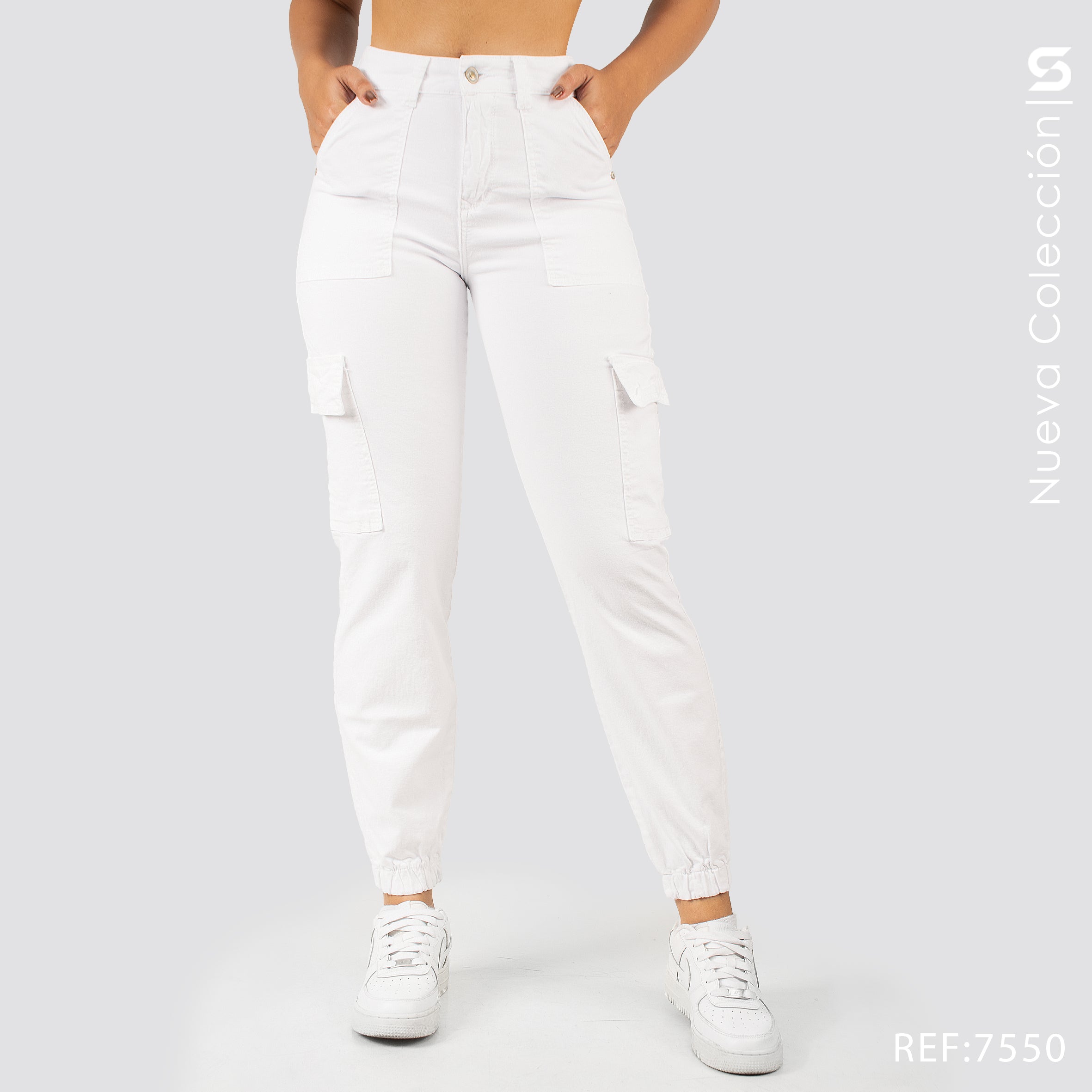 Jeans Mom Fit  Cargo Tiro Alto S7550