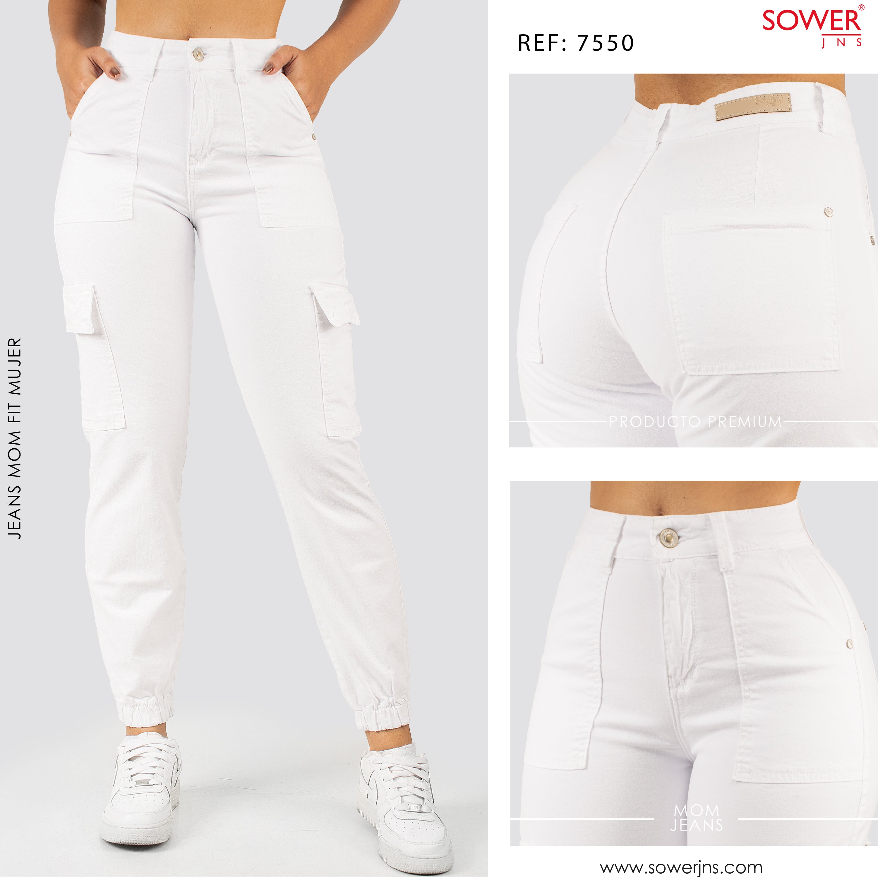 Jeans Mom Fit  Cargo Tiro Alto S7550