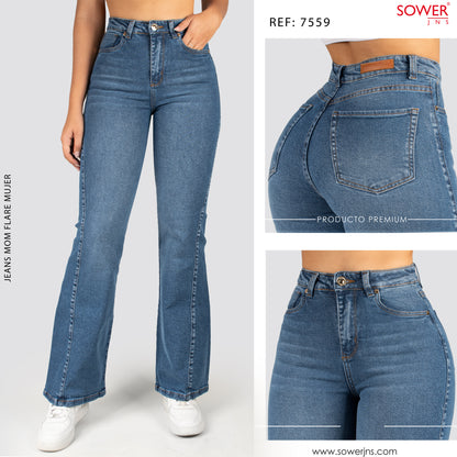 Jeans Mom Flare Tiro Alto S7559