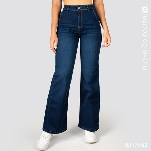Jeans Mom Bota Ancha Tiro Alto S7563