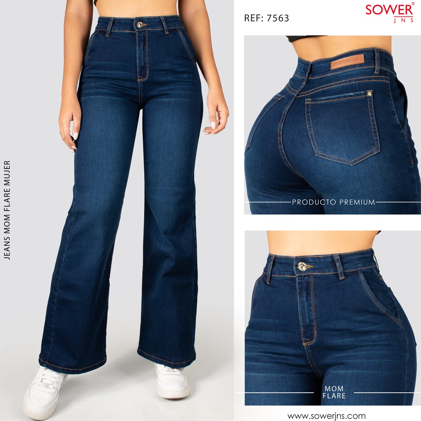 Jeans Mom Flare Tiro Alto S7563