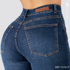 Jeans Mom Bota Ancha Alto S7574-P