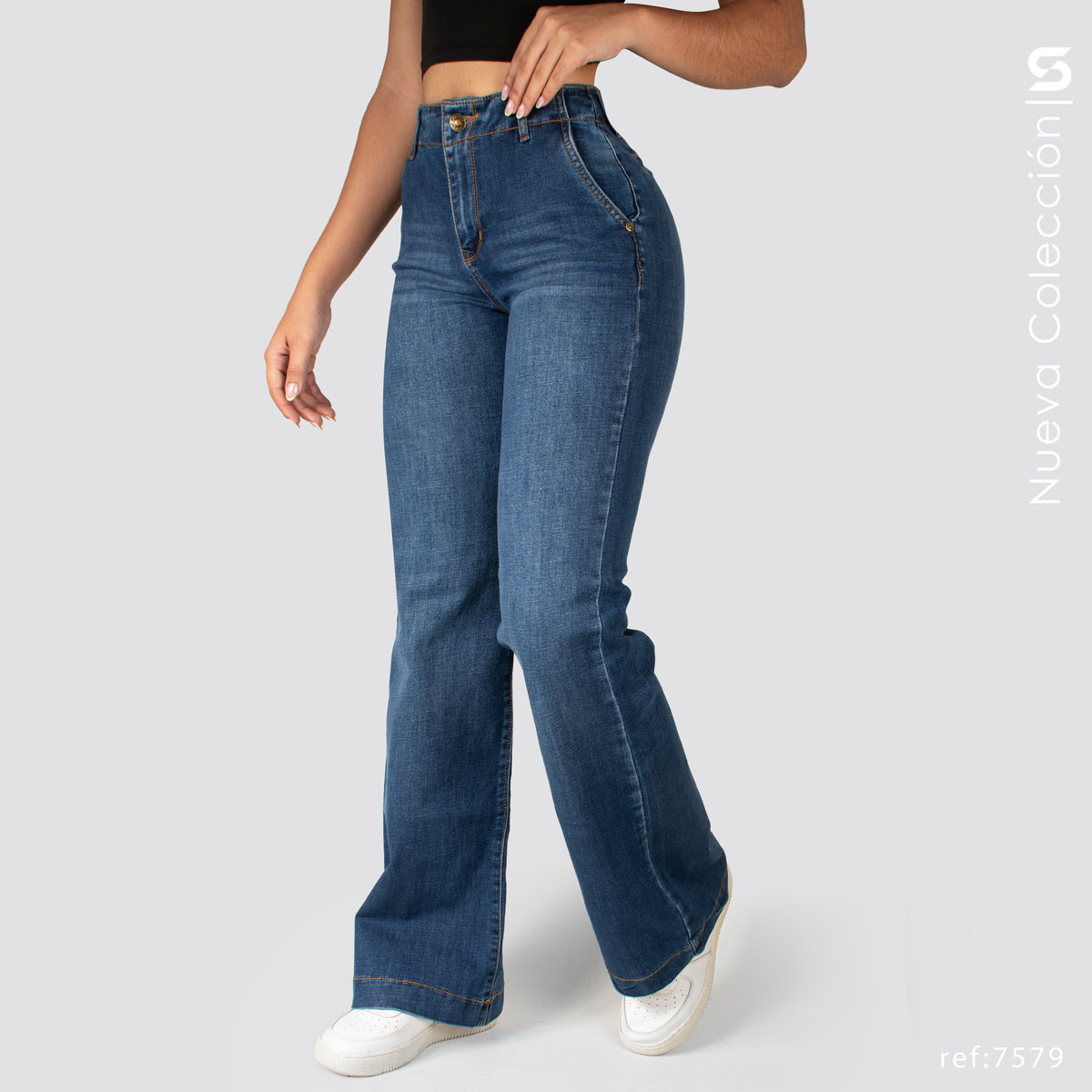 Jeans Mom Flare Tiro Alto S7579