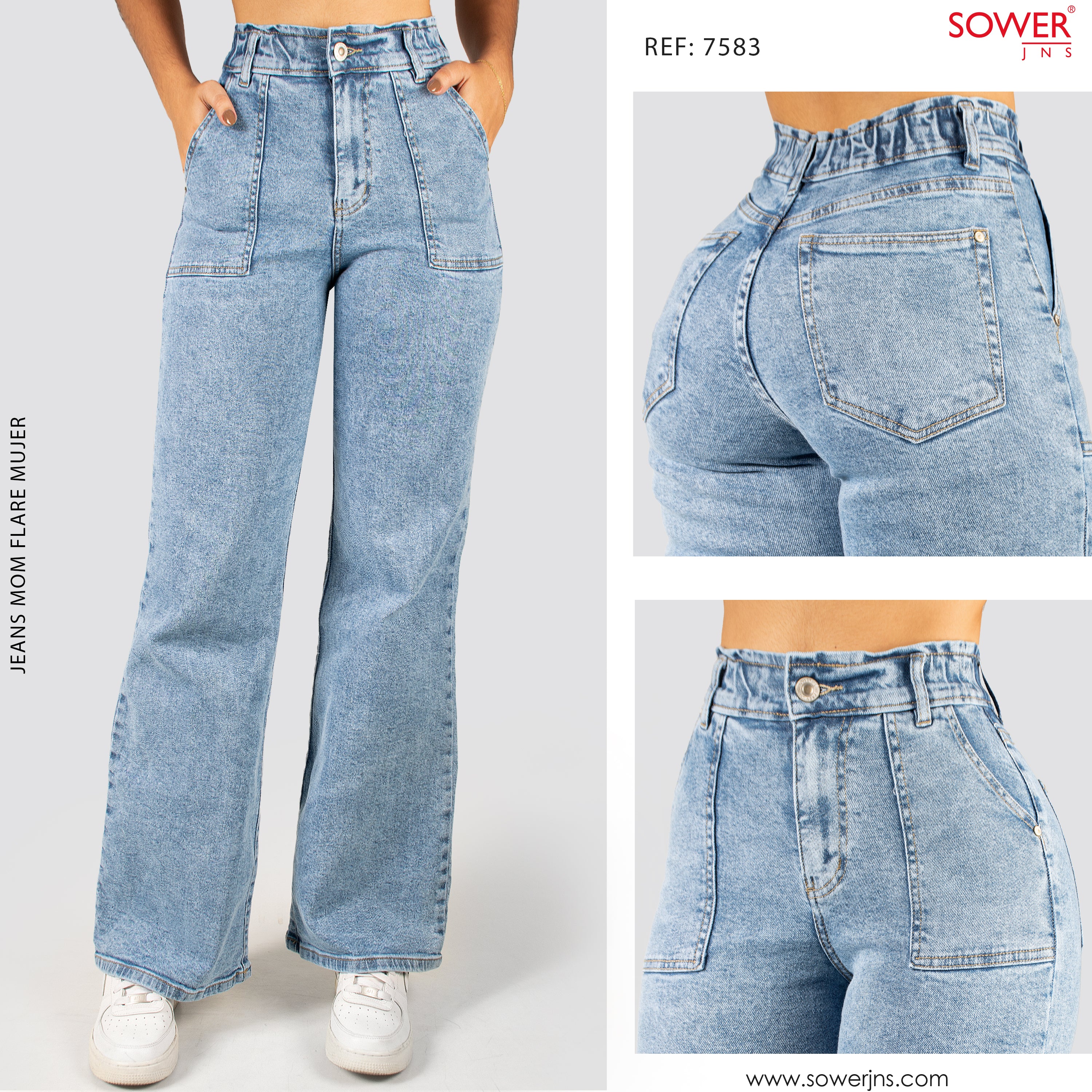 Jeans Mom Flare Tiro Alto S7583
