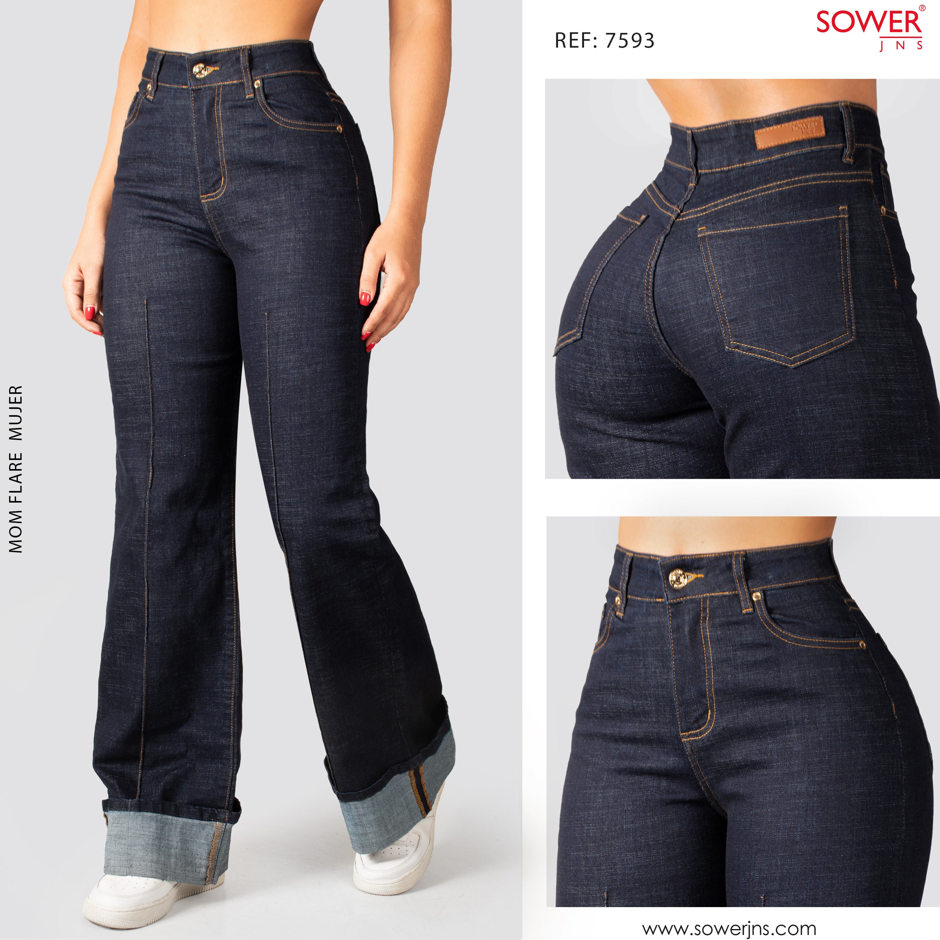 Jeans Mom Flare Tiro Alto S7593