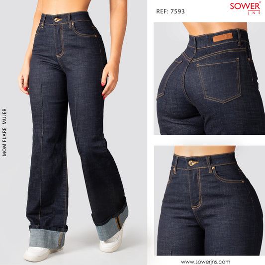 Jeans Mom Flare Tiro Alto S7593