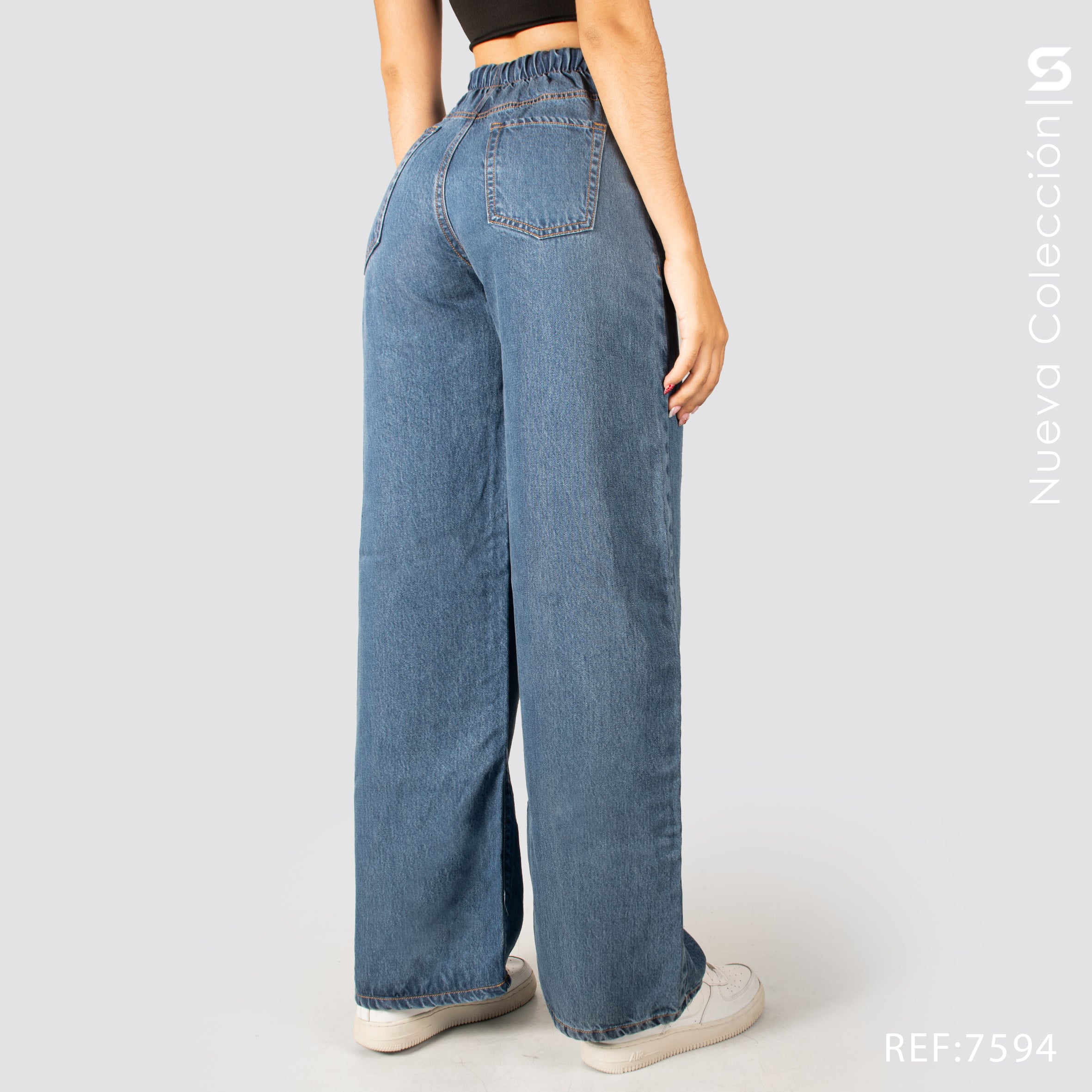 Jeans Mom Flare Rigido Tiro Alto S7594