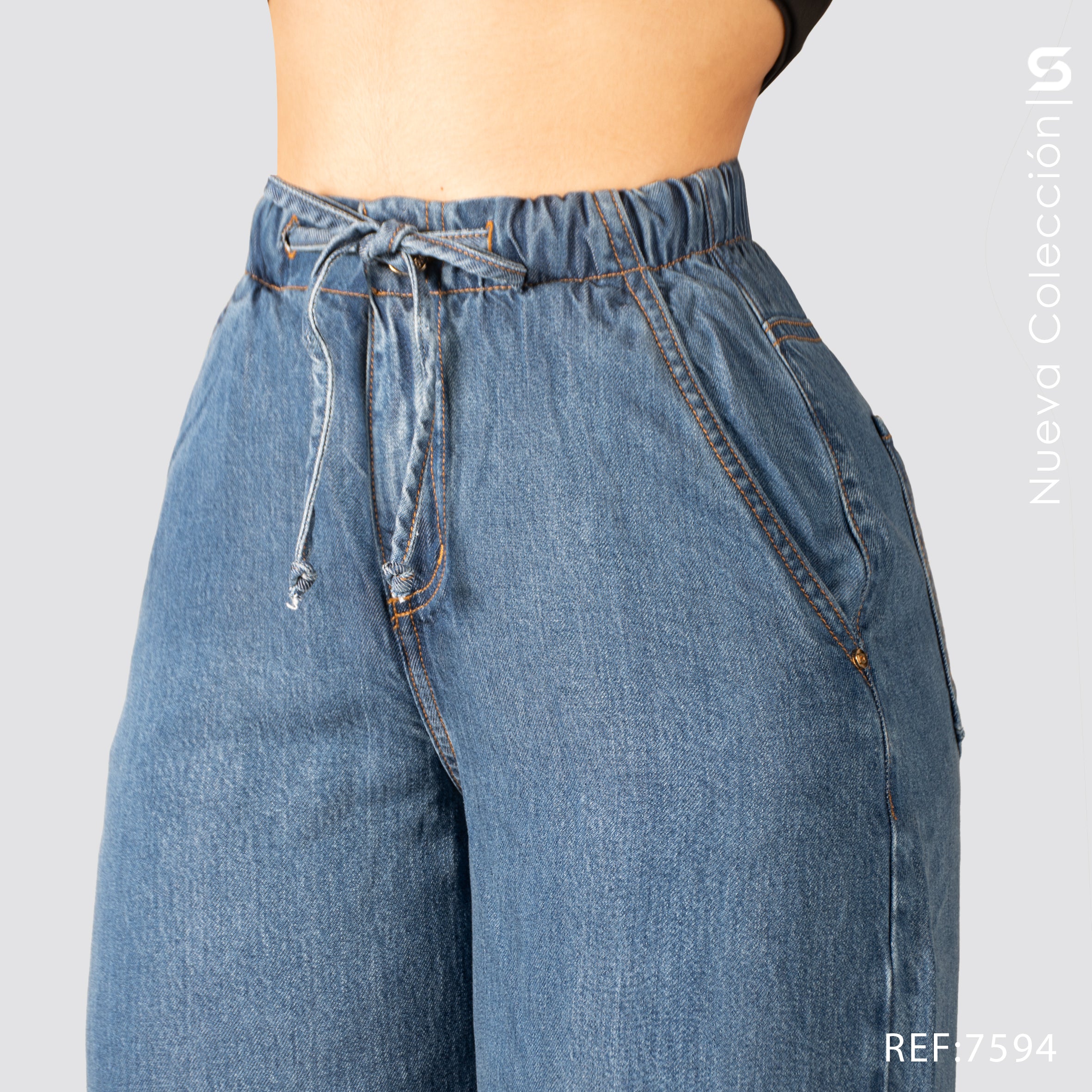 Jeans Mom Flare Rigido Tiro Alto S7594