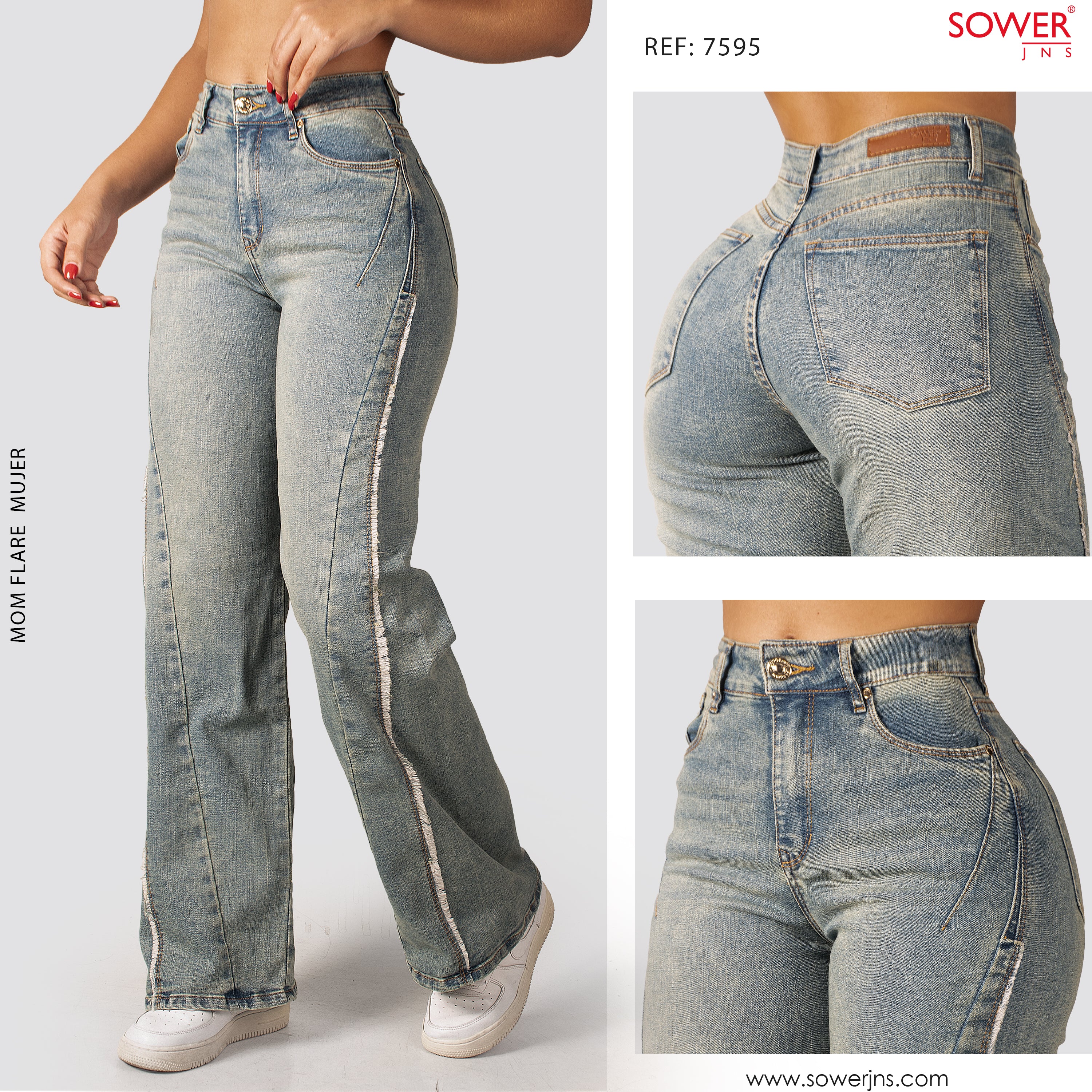 Jeans Mom Flare Tiro Alto S7595