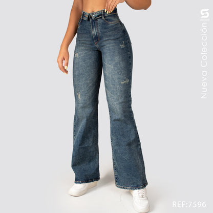 Jeans Mom Flare Tiro Alto S7596