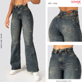 Jeans Mom Flare Tiro Alto S7596