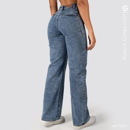 Jeans Mom Flare Tiro Alto 7603