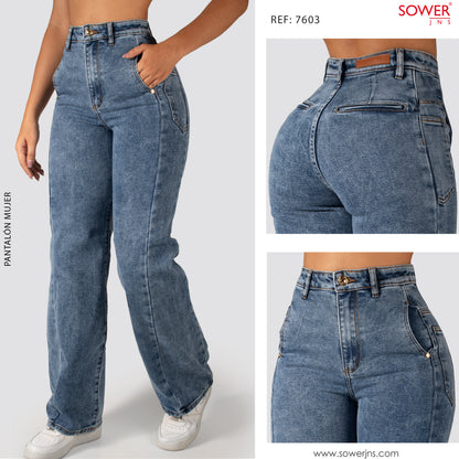 Jeans Mom Flare Tiro Alto 7603