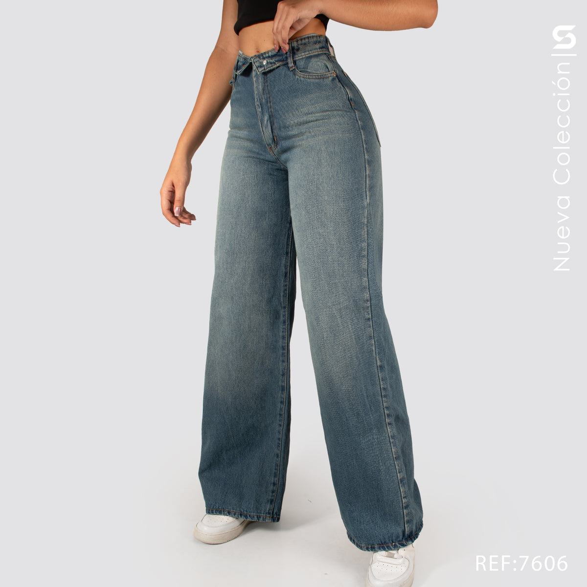 Jeans Mom Flare Rigido Tiro Alto 7606