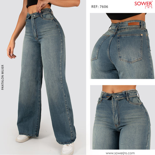 Jeans Mom Flare Rigido Tiro Alto 7606