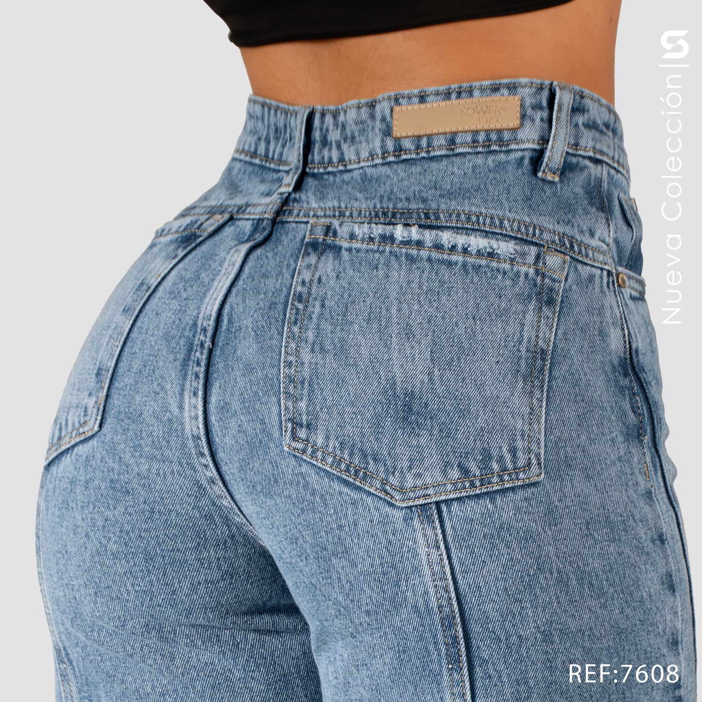 Jeans Wide Leg Tiro Alto 7608