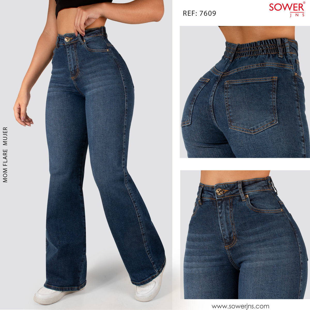 Jeans Mom Flare Tiro Alto 7609