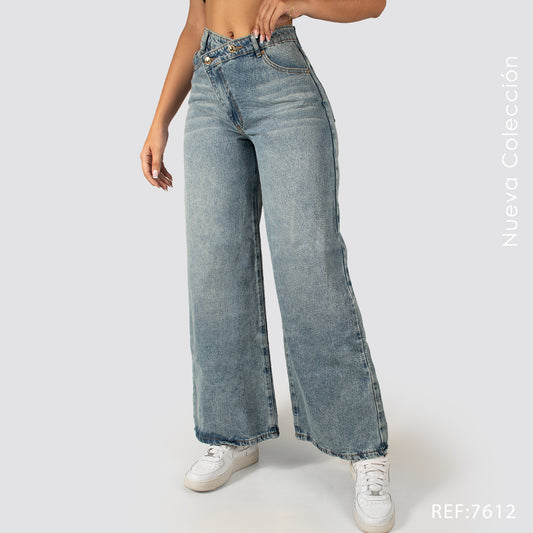 Jeans Mom Flare Rigido Tiro Alto 7612
