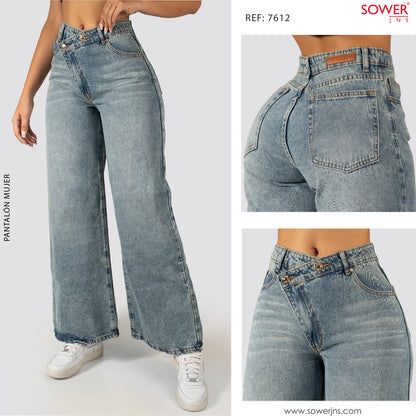 Jeans Mom Flare Rigido Tiro Alto 7612