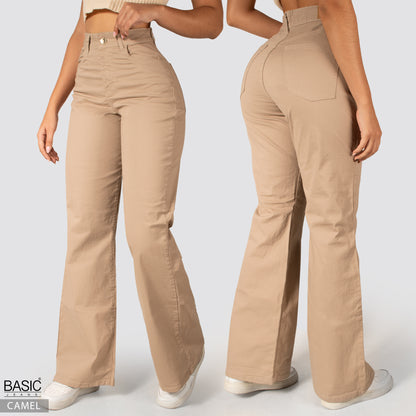 Pantalón  Mom Flare Tiro Alto Camel