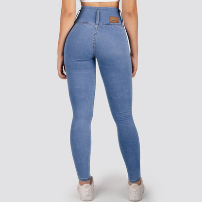 Jeans Skinny Tiro Alto Tono Claro Z1035