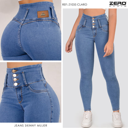 Jeans Skinny Tiro Alto Tono Claro Z1035