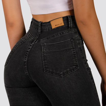 Jeans Skinny Tiro Alto Basic Gris