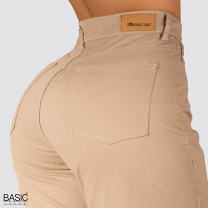 Pantalón  Mom Flare Tiro Alto Camel