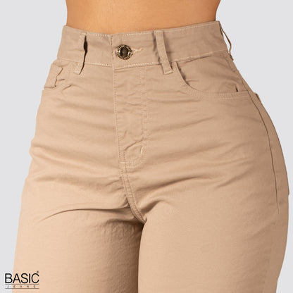 Pantalón  Mom Flare Tiro Alto Camel