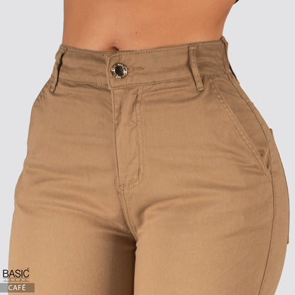Pantalón Mom Fit Tiro Alto Cafe